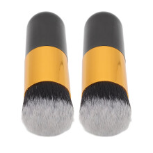 2er Set tragbare, kugelrunde Make-up Pinsel – Flauschig weiche synthetische Borsten, Schwarz & Gold