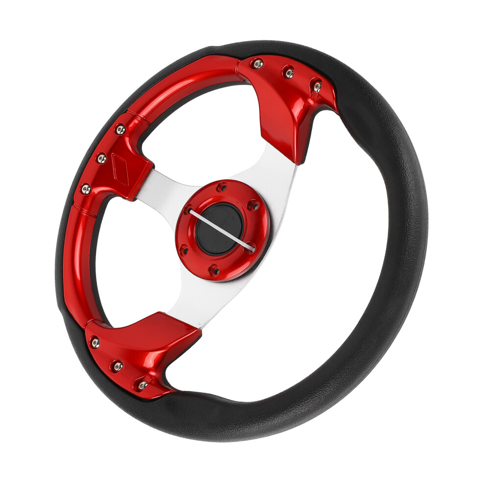13In Universal Car Steering Wheel Pu Leather Alloy Fit Sedans & Suvs Red 7901352062926