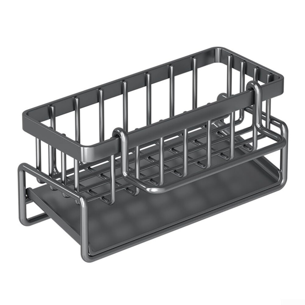 Kitchen Sponge Holder With Metal Sink Drain Rack And Rag Pole Grey Color For Kitchen Tool Organization 9016109260178