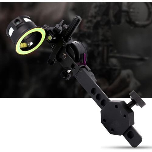 Single Needle Sight Aluminum Alloy Compound Bow Sight Locking Function Quick Tuning Six-Way Adjustability 27x10.5x10.5cm 2