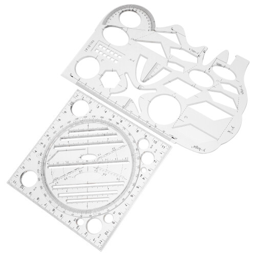 6 Pcs Geometric Ruler Set Plastic Drafting Tool For Students School
