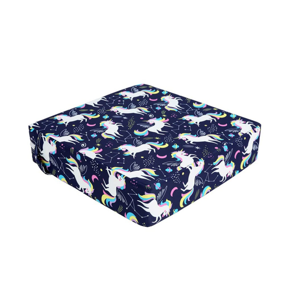 Toddler Baby Chair Booster Seat Washable Cushion 32X32x8cm Dismountable Portable Travel Cushion With Straps Unicorn White