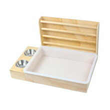 Bunny Hay Manger Wooden Feeder Rack Outdoor Portable Hay Holder For Chinchilla And Bunny Cage Accessories With Litter Box