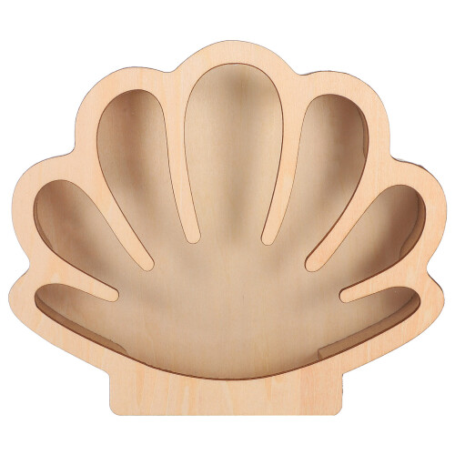 2Pcs Seashell Shaped Wooden Display Case Tabletop Shadow Box 2