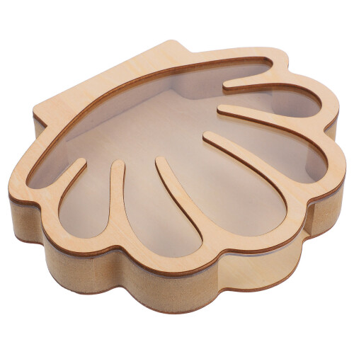 2Pcs Seashell Shaped Wooden Display Case Tabletop Shadow Box 1