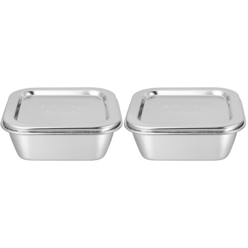 2Pcs Stainless Steel Butter Crisper Box Silver for Storage 1