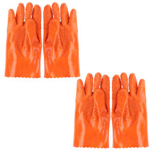 6 Pairs Rubber Skidproof Bump Grain Fishing Gloves Orange