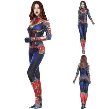 (S) Captain Marvel Cosplay Hero Suit Women Captain Marvel Costume Halloween Party Dress Up Bodysuit