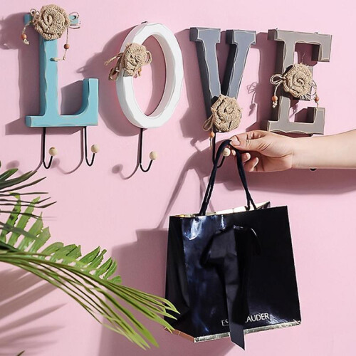 (Love hook) for Key Holder with Handmade Old Traces Hang Buckle Behind Small Items Storage 2