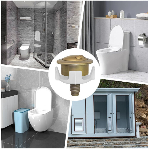 Cistern Button Actuator Gold Finish, Water-Saving Two-Flush Options, Replacement Part for Apartments and Homes 2