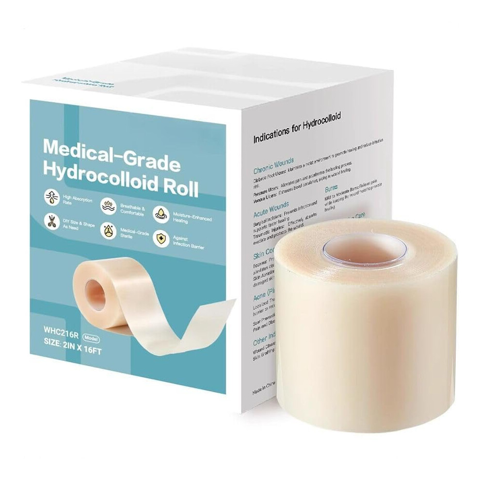 Hydrocolloid Bandage Roll 16.4 Ft Waterproof Cuttable Pad For Wound Care Daily Wear Travel Burns Gym