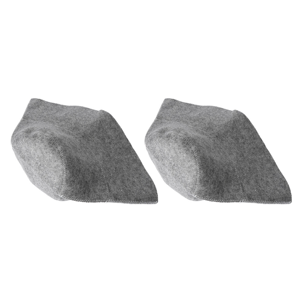 Gray 2Pcs Thickened Felt Sauna Hats - Absorbent Breathable Shower Caps