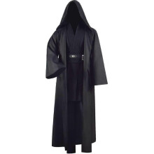 (Black, XL) Adult Tunic Costume For Jedi Outfit Skywalker Halloween Cosplay Costume Hooded Robe Cloak Full Set Uniform Three Versions