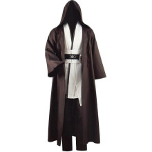 (White, XL) Adult Tunic Costume For Jedi Outfit Skywalker Halloween Cosplay Costume Hooded Robe Cloak Full Set Uniform Three Versions