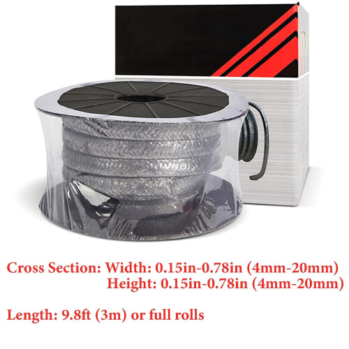 Expanded Flexible Graphite 1m Length Graphite Braided Compression Packing With Wire Reinforcement 0.23in x 0.23in 1