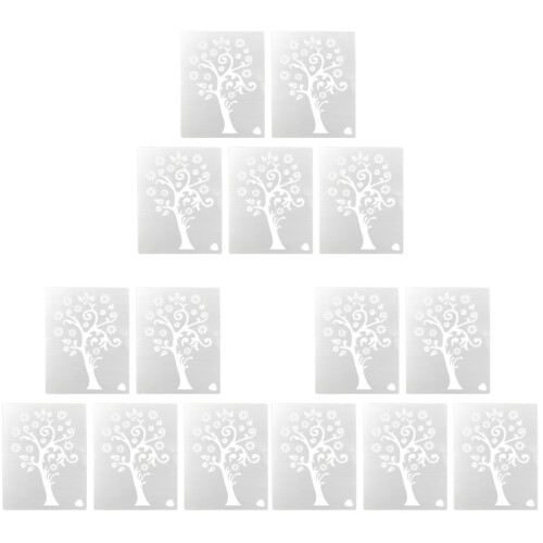 15 Pcs Handmade Hollow Tree Stencils For Painting Lovers White 1