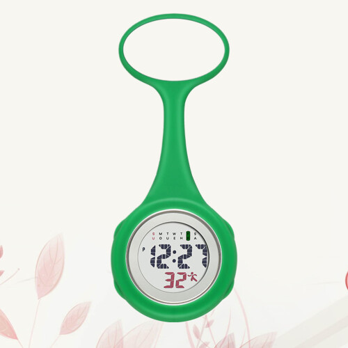 Lcd Digital Electric Nurse Pocket Watch Green 2