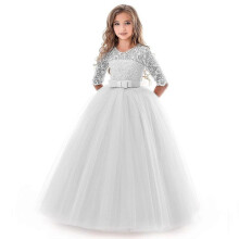 (Kids110, B) Girls Lace Tulle Princess Dress Unique Design for Festivals, Parties & Daily Wear