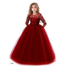 (Kids140, D) Girls Lace Tulle Princess Dress Unique Design for Festivals, Parties & Daily Wear