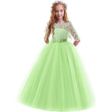 (Kids110, H) Girls Lace Tulle Princess Dress Unique Design for Festivals, Parties & Daily Wear