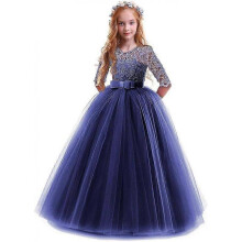 (Kids130, Y) Girls Lace Tulle Princess Dress Unique Design for Festivals, Parties & Daily Wear