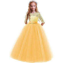 (Kids130, E) Girls Lace Tulle Princess Dress Unique Design for Festivals, Parties & Daily Wear