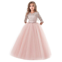 (Kids120, A) Girls Lace Tulle Princess Dress Unique Design for Festivals, Parties & Daily Wear