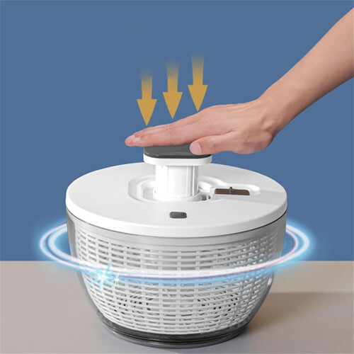 Salad Spinner Press, Vegetable Dehydrator, Fruit Shaker, 26cm White, Large Capacity Kitchen Drainer Basket 1