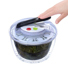 Salad Spinner Manual Dewaterer For Fruit And Vegetables 24x24cm Black Kitchen Drainer Basket
