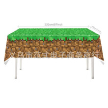 (tablecloth) 2025 pixel game my world theme party set paper cups, paper plates, paper towels, flags and other decorations