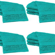 (Teal, Only One Towel) 1-12 Pack Premium 100% Egyptian Cotton Face Towels Flannels Wash Cloth With Hanging Loop