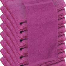 (Purple, 4 Towels) 1-12 Pack Premium 100% Egyptian Cotton Face Towels Flannels Wash Cloth With Hanging Loop