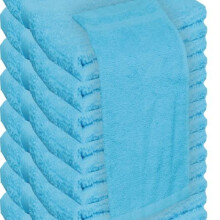 (Aqua, Only One Towel) 1-12 Pack Premium 100% Egyptian Cotton Face Towels Flannels Wash Cloth With Hanging Loop