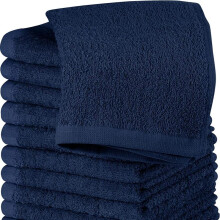 (Navy, 12 Towels) 1-12 Pack Premium 100% Egyptian Cotton Face Towels Flannels Wash Cloth With Hanging Loop