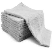 (Silver, 12 Towels) 1-12 Pack Premium 100% Egyptian Cotton Face Towels Flannels Wash Cloth With Hanging Loop