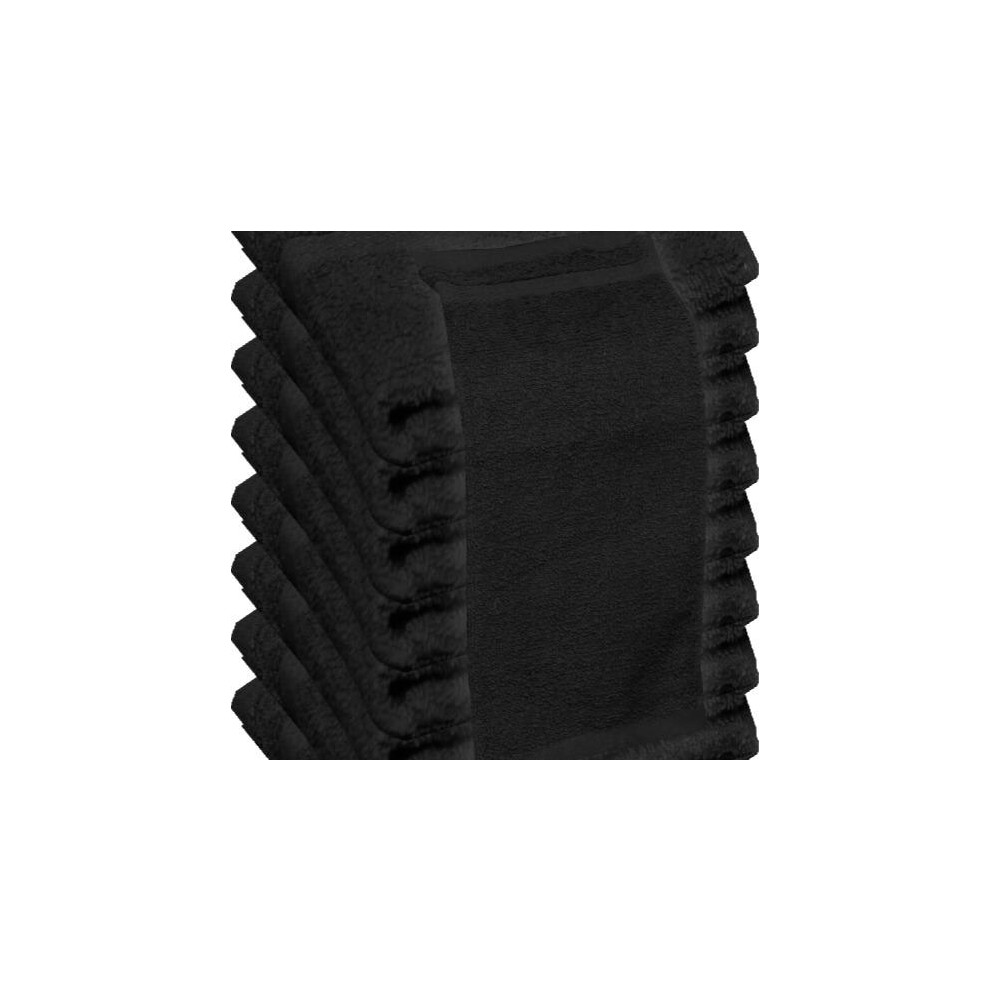 (Black, Only One Towel) 1-12 Pack Premium 100% Egyptian Cotton Face Towels Flannels Wash Cloth With Hanging Loop-image-OPC-PKYM7F7-NEW