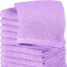 (Lilac, 12 Towels) 1-12 Pack Premium 100% Egyptian Cotton Face Towels Flannels Wash Cloth With Hanging Loop