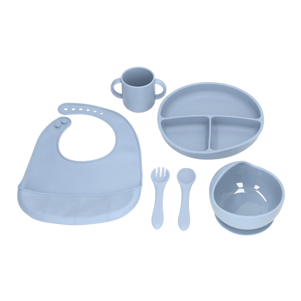 Baby Silicone Feeding Set with Suction Plate Bowl Fork Spoon Bib Style 1-image-OPC-PKYM7KV-NEW