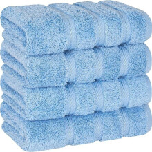 (Sky Blue, Pack of 4) Pack of 4 Large Bath Towels Set (70 x 140 cm) Family set Premium 100% Egyptian Cotton 600 GSM Quick Dry Highly Absorbent Soft Feel Towels Pe