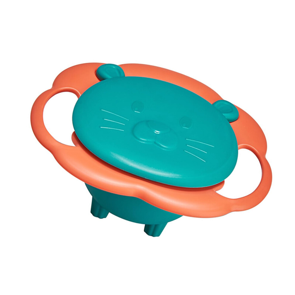 Toddler Friendly Bowl 360 Degree Rotation Gyroscope Bowl Cartoon Animal Shape Dinnerware For Mealtime Green