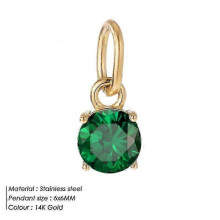 (Golden Green, adult) Titanium Steel Round Pendant DIY Jewelry Accessories Ladies