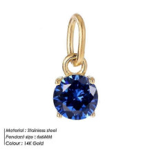 (Golden royal blue, adult) Titanium Steel Round Pendant DIY Jewelry Accessories Ladies