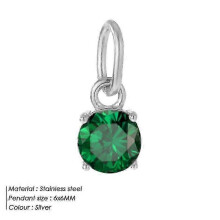 (Steel color green, adult) Titanium Steel Round Pendant DIY Jewelry Accessories Ladies