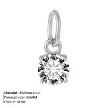 (Steel color white, adult) Titanium Steel Round Pendant DIY Jewelry Accessories Ladies