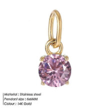 (Gold Pink, adult) Titanium Steel Round Pendant DIY Jewelry Accessories Ladies