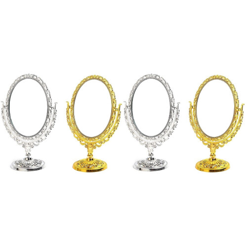 2Pcs Double Sided Oval Plastic Vanity Mirror For Bathroom Bedroom 1