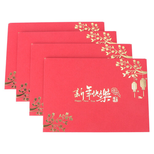 12 Pcs Red Spring Festival Greeting Cards Set