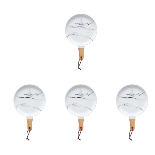 4Pcs Ceramic Serving Board Round Pizza Tray With Handle 1