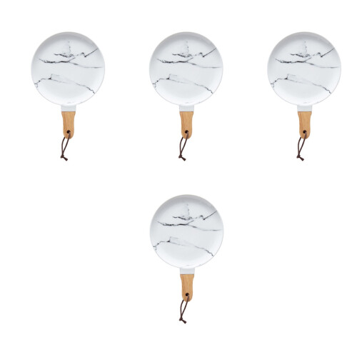 4Pcs Ceramic Serving Board Round Pizza Tray With Handle 2