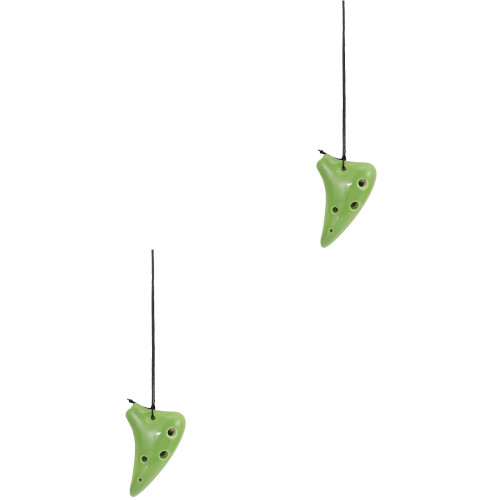 2Pièces Ocarina 6 Trous Portable Dolomite Vert Pour Enfants Débutants 2